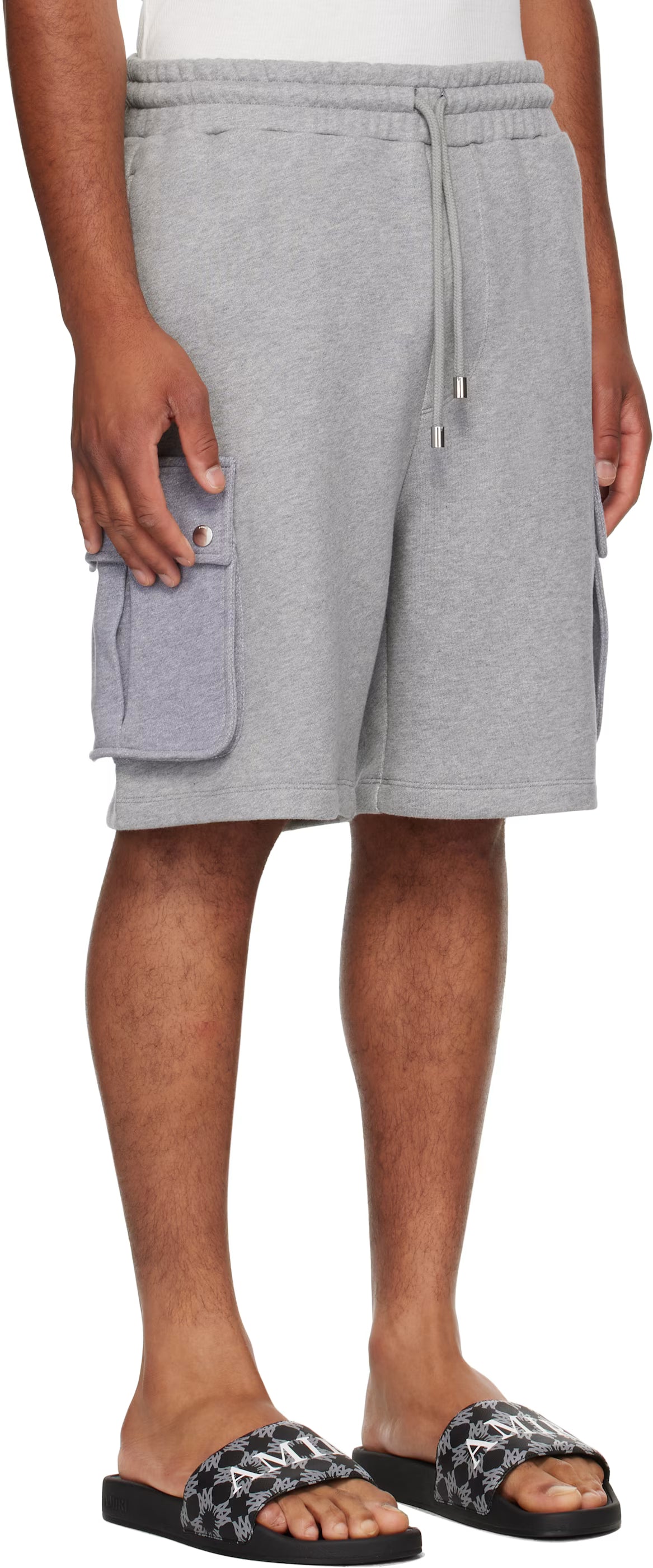 Gray Stencil Cargo Shorts