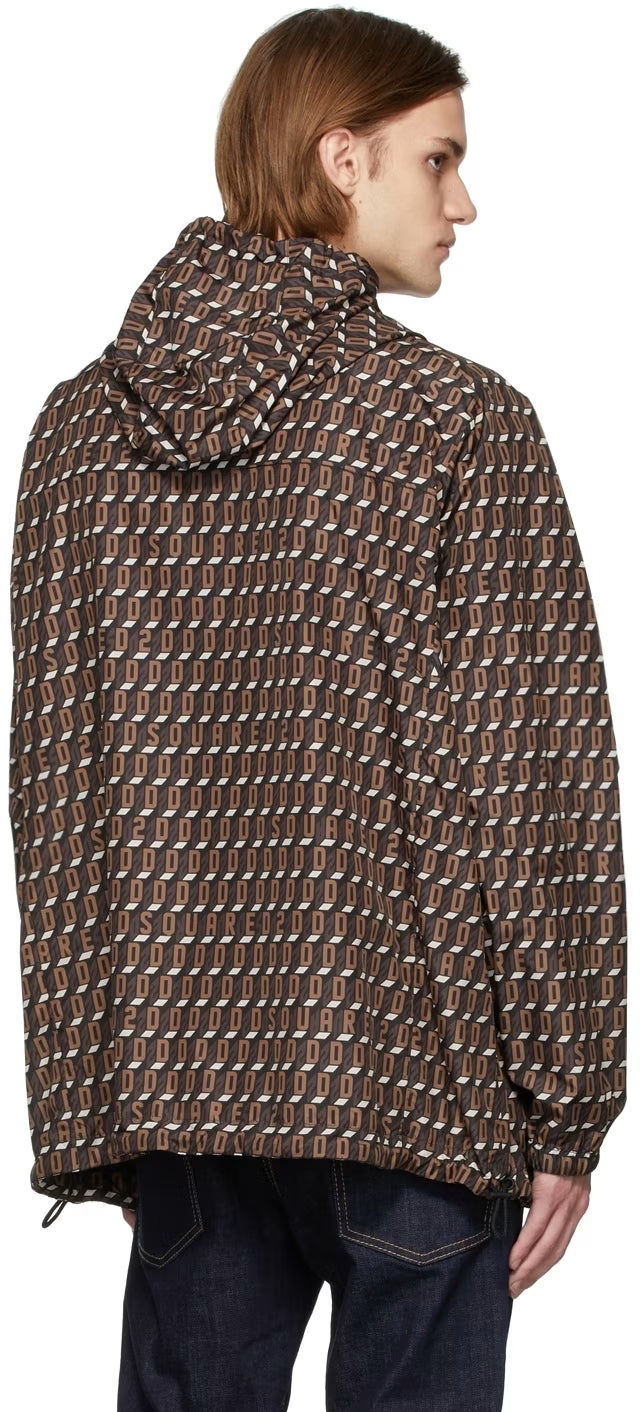 Black & Brown Monogram Windbreaker