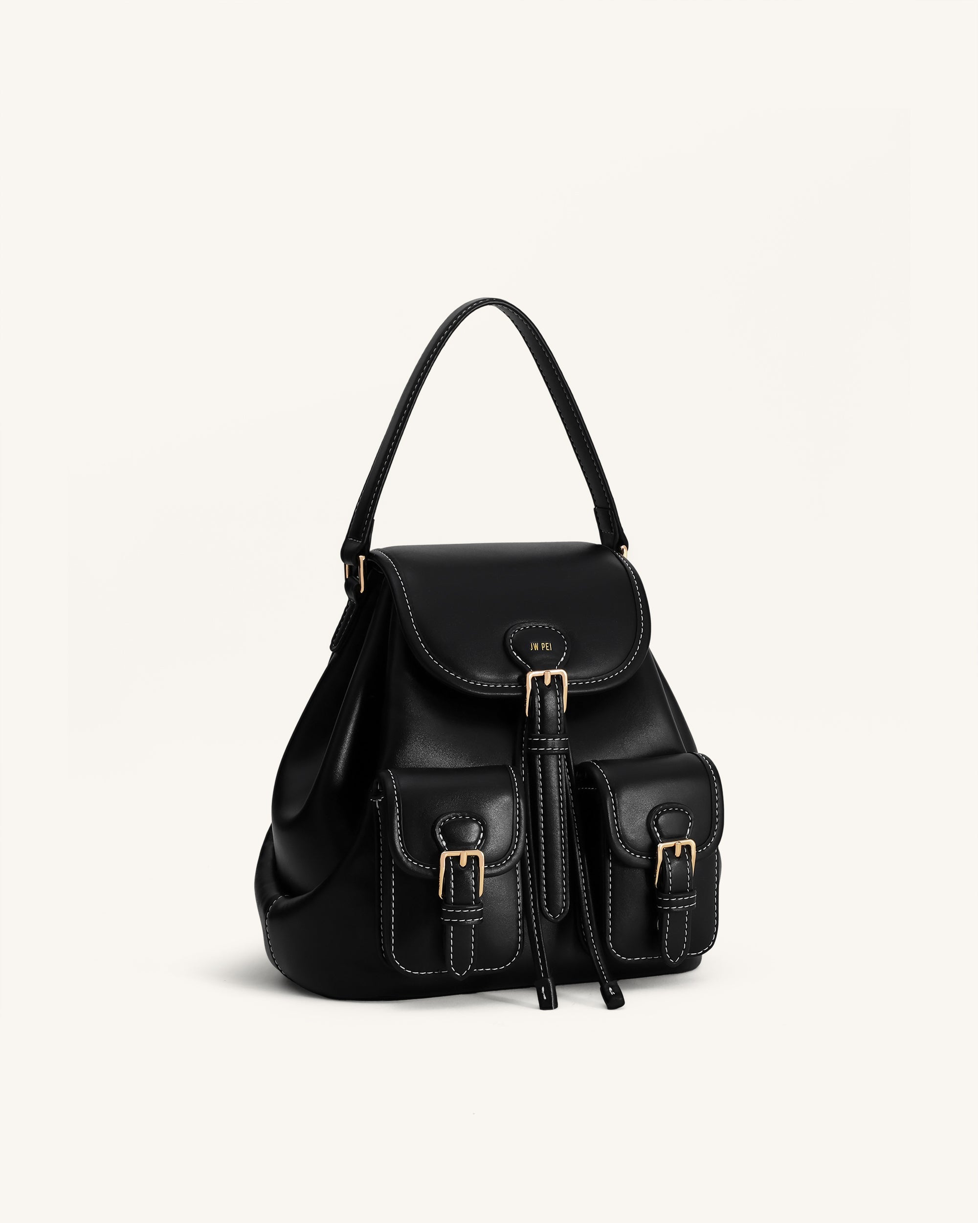 Harper Buckle Pocket Backpack - Dark Brown