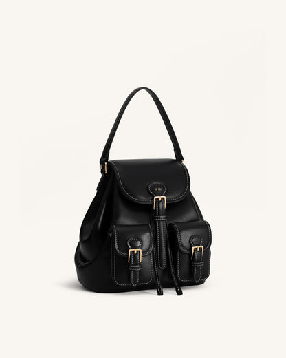 Harper Buckle Pocket Backpack - Dark Brown