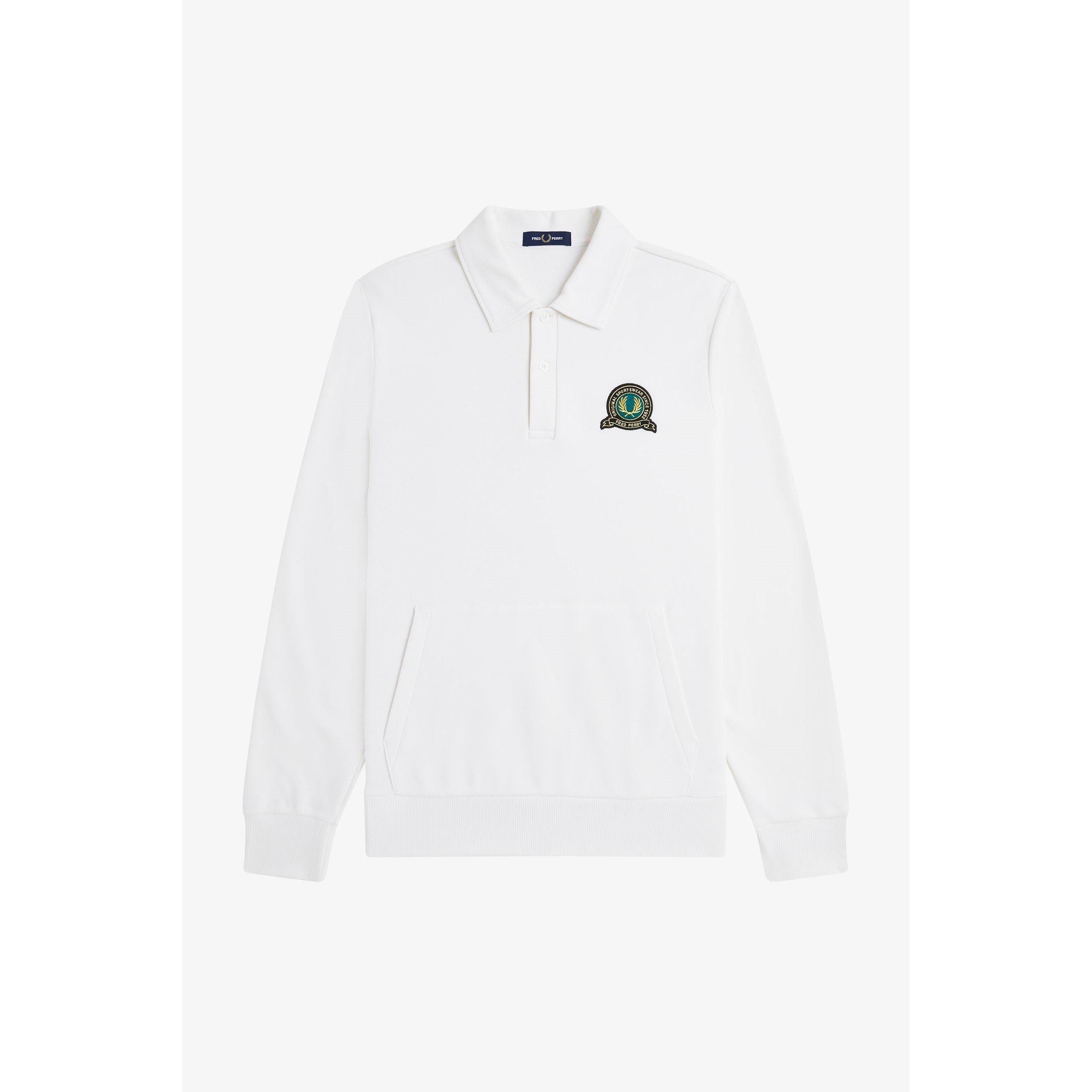 Badge Collar Ribbed Crew Sweatshirt