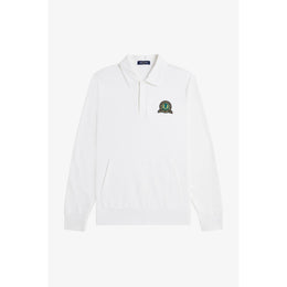 Badge Collar Ribbed Crew Sweatshirt
