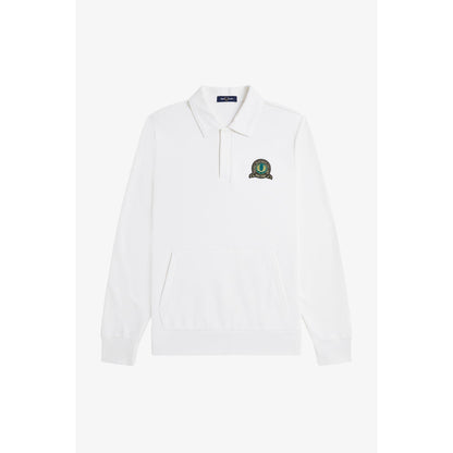 Badge Collar Ribbed Crew Sweatshirt