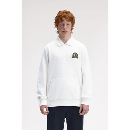 Badge Collar Ribbed Crew Sweatshirt