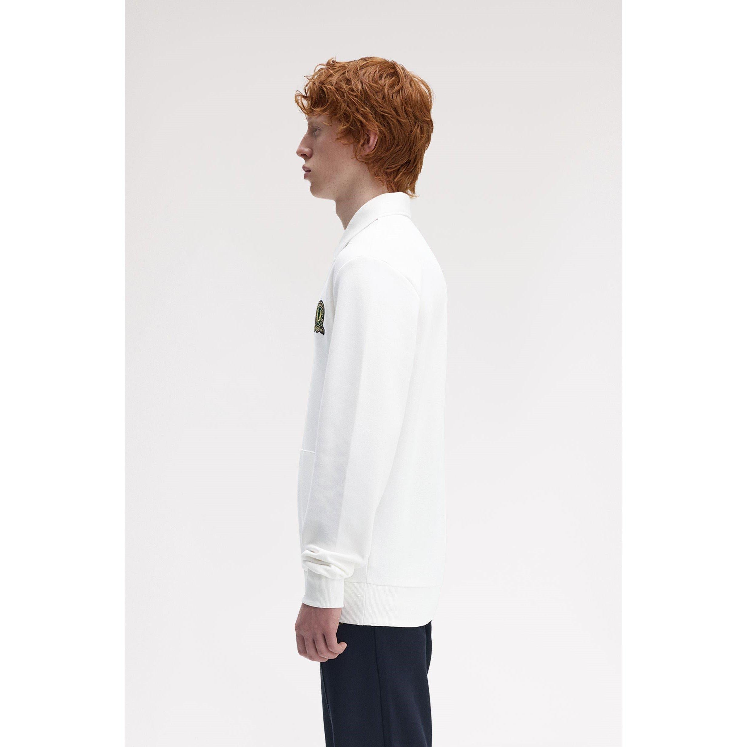 Badge Collar Ribbed Crew Sweatshirt