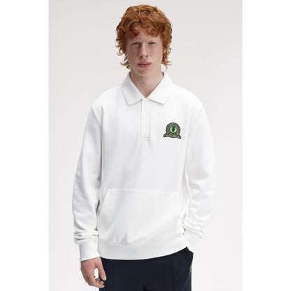 Badge Collar Ribbed Crew Sweatshirt