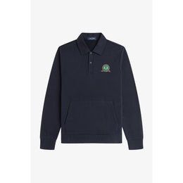 Badge Collar Ribbed Crew Sweatshirt