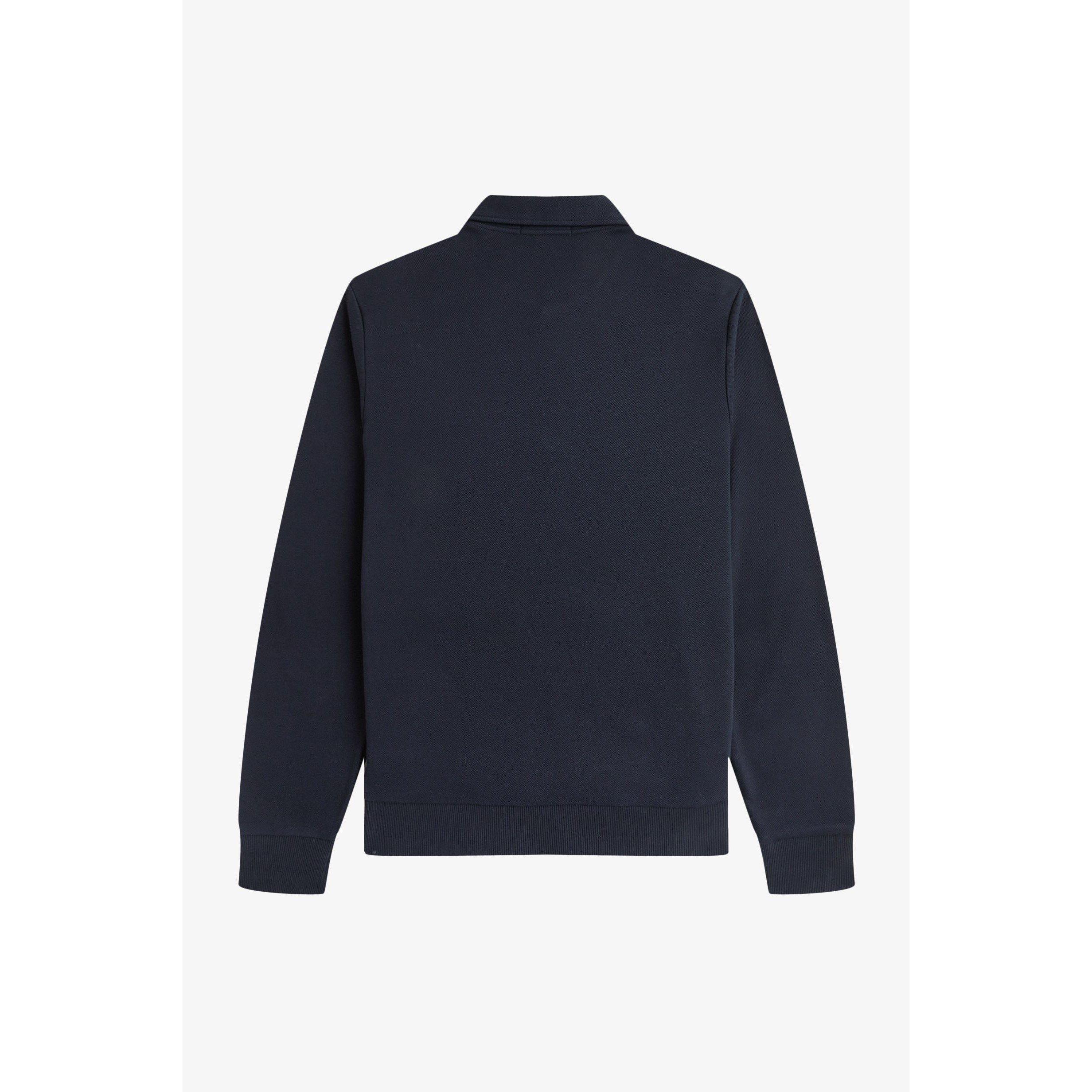 Badge Collar Ribbed Crew Sweatshirt