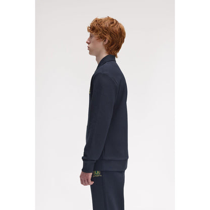 Badge Collar Ribbed Crew Sweatshirt