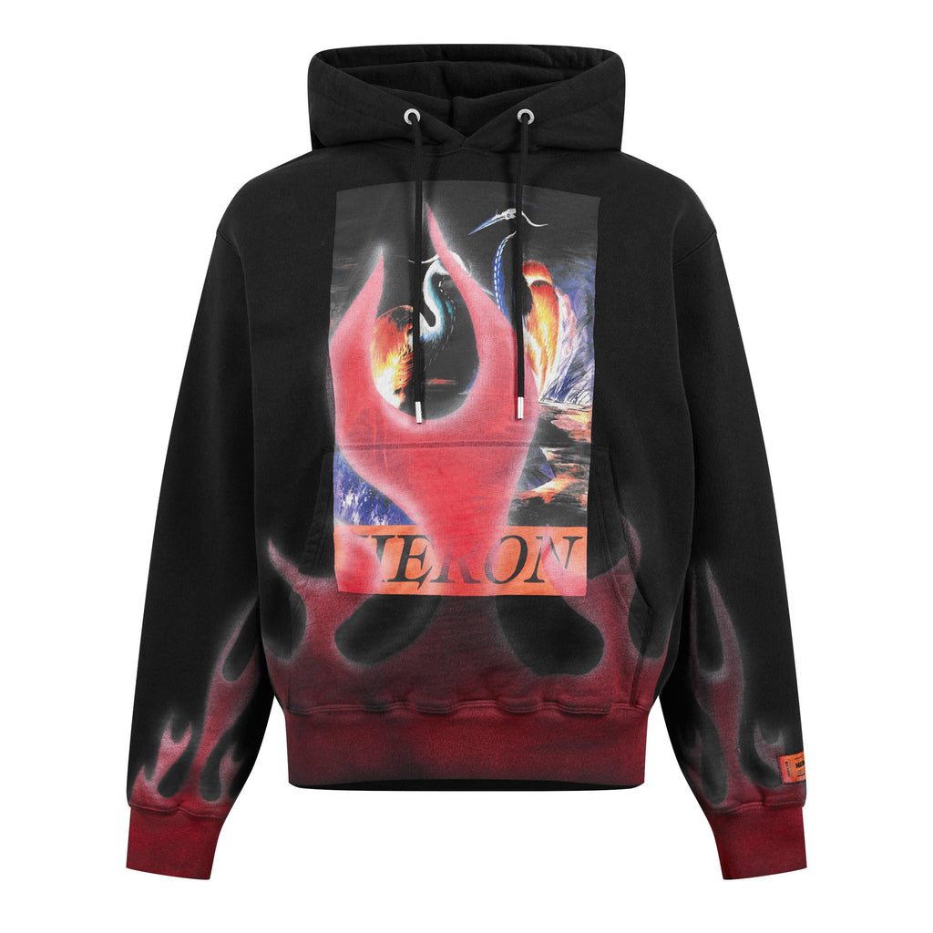 Flame Print Cotton Hoodie