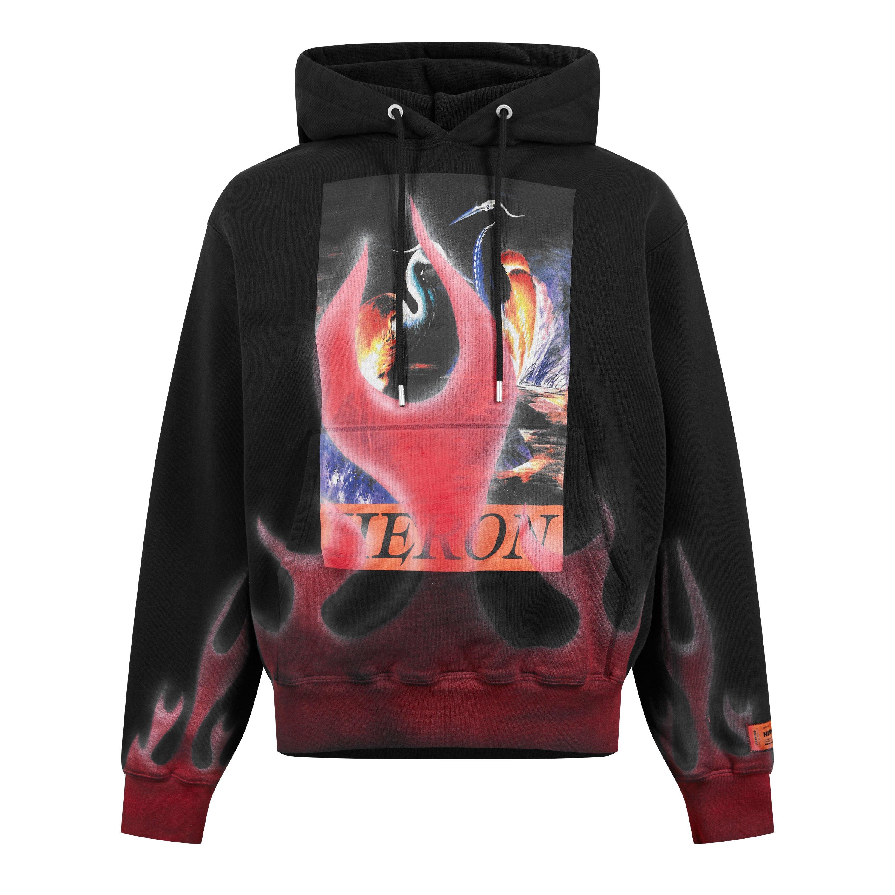 Flame Print Cotton Hoodie