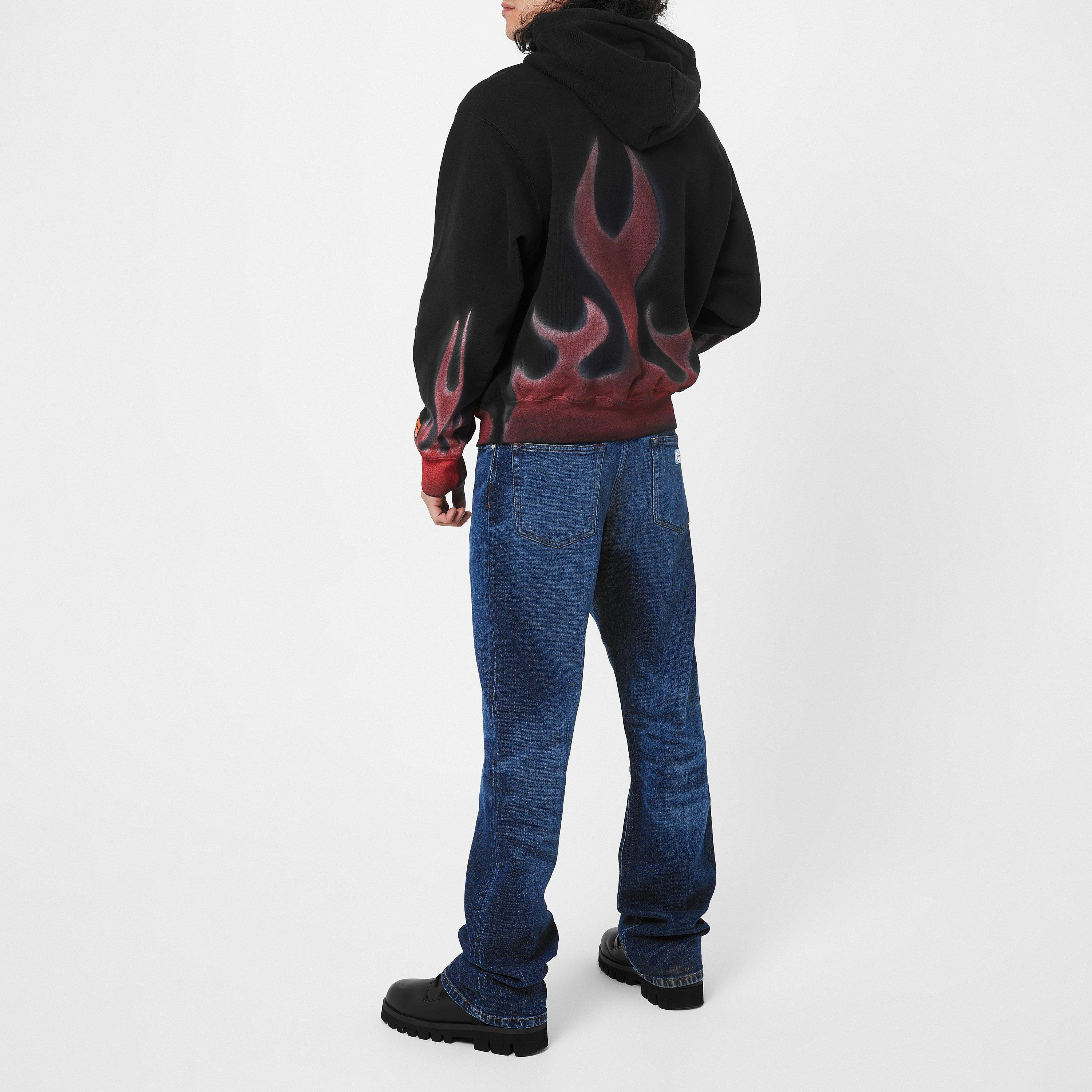 Flame Print Cotton Hoodie