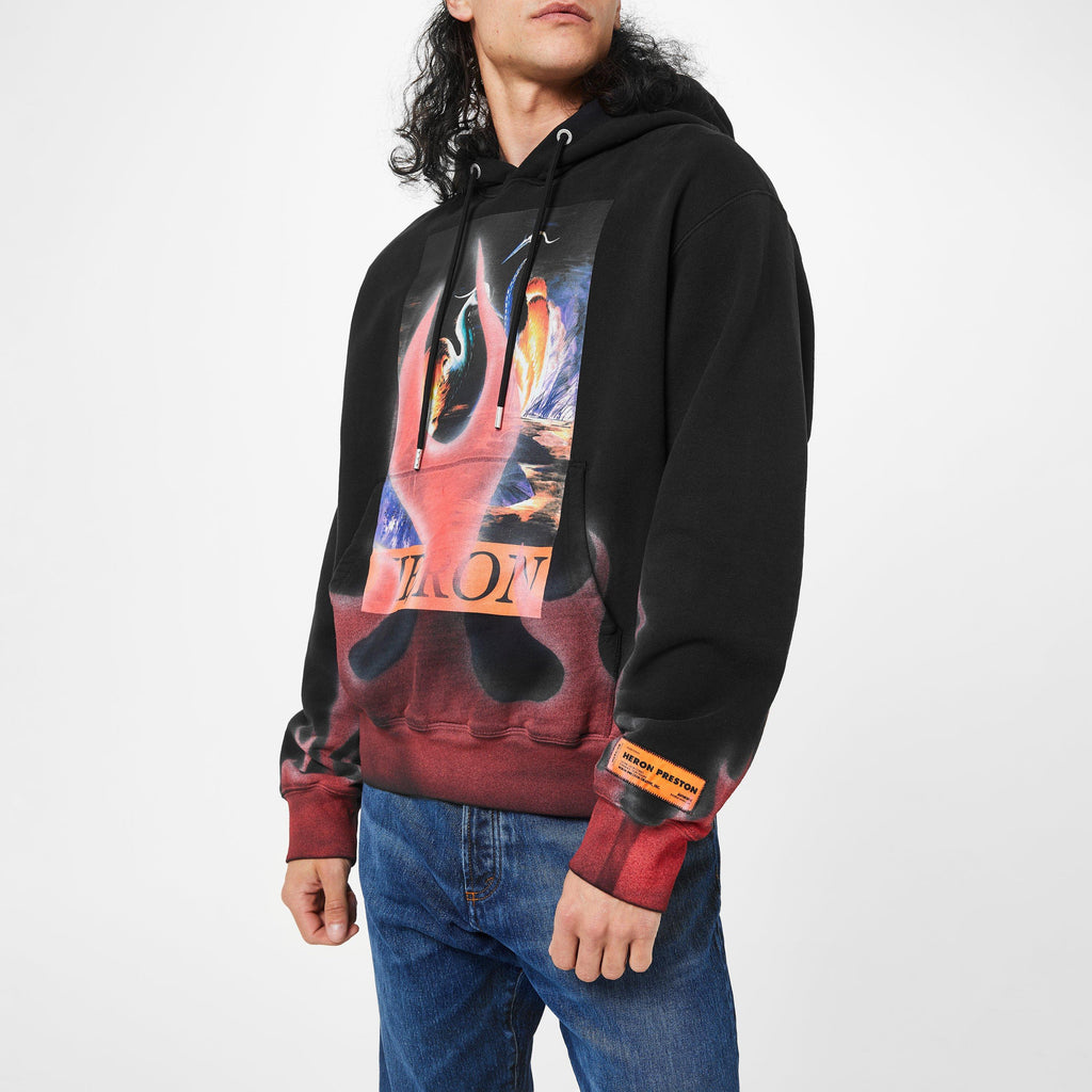 Flame Print Cotton Hoodie