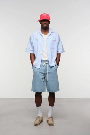 Wide-Leg 14oz Denim Shorts