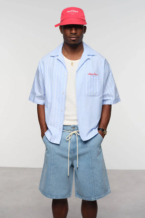 Wide-Leg 14oz Denim Shorts