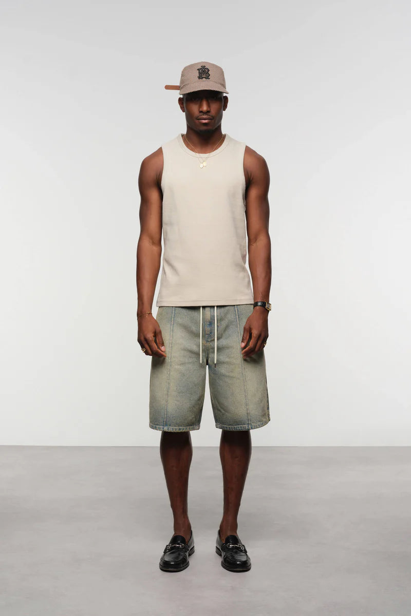 Wide-Leg 14oz Denim Shorts