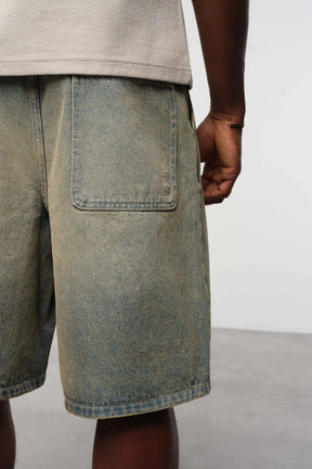 Wide-Leg 14oz Denim Shorts