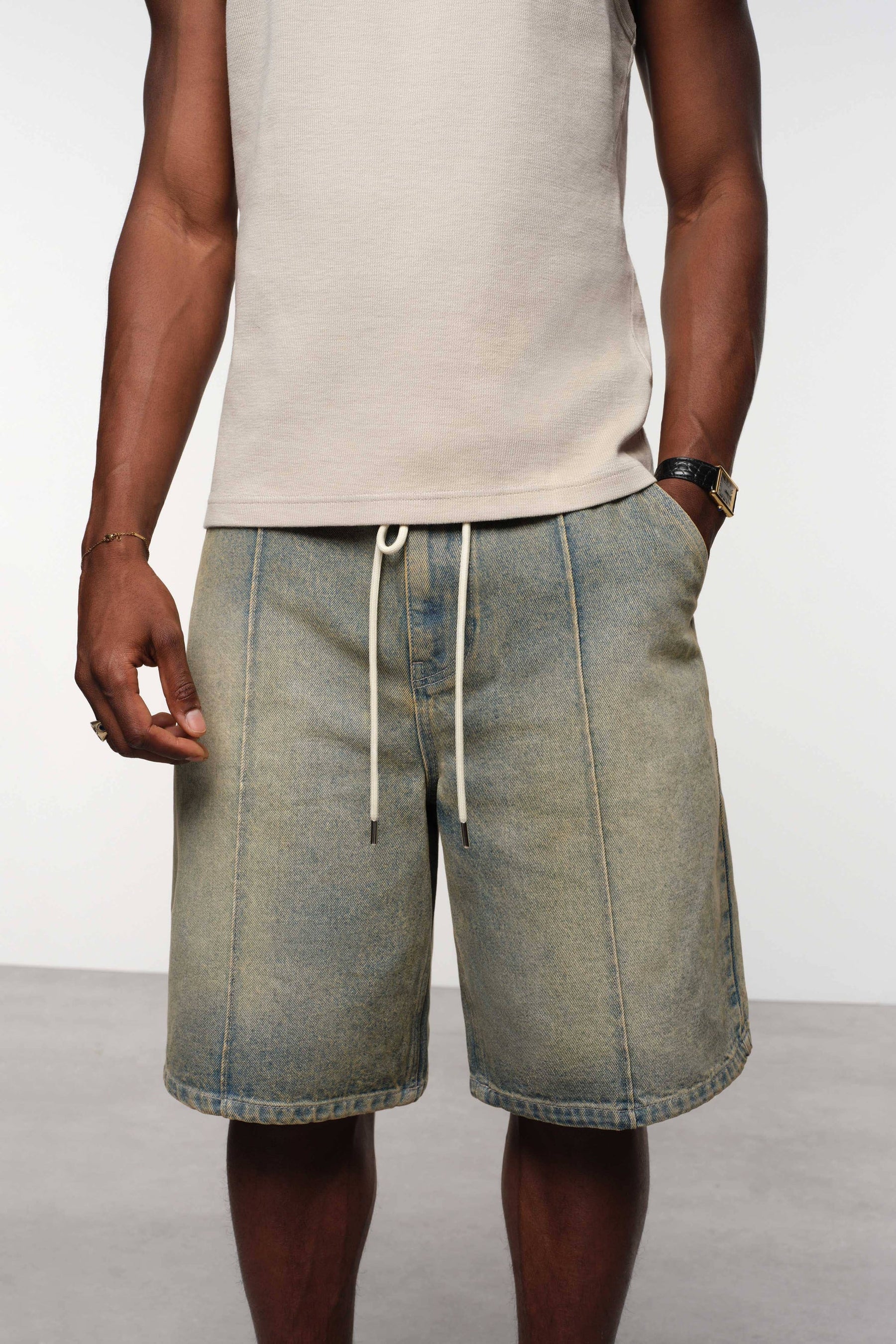 Wide-Leg 14oz Denim Shorts