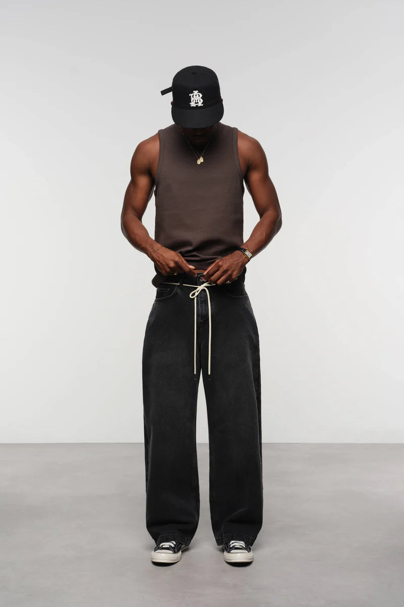 Wide leg denim - vintage black