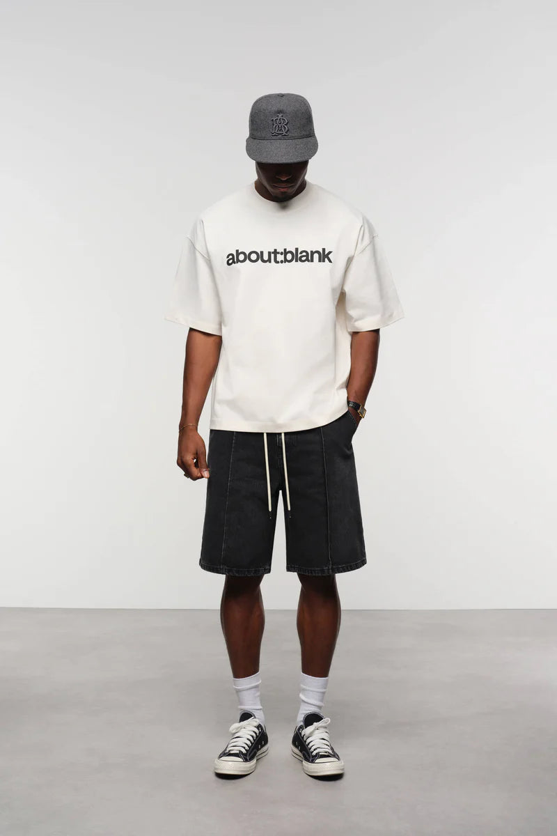 Block mock neck t-shirt - oat/black