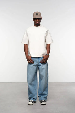 Mock neck t-shirt - oat/black