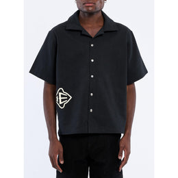 Cross Logo Short-Sleeve Patterned Shirt