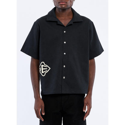 Cross Logo Short-Sleeve Patterned Shirt