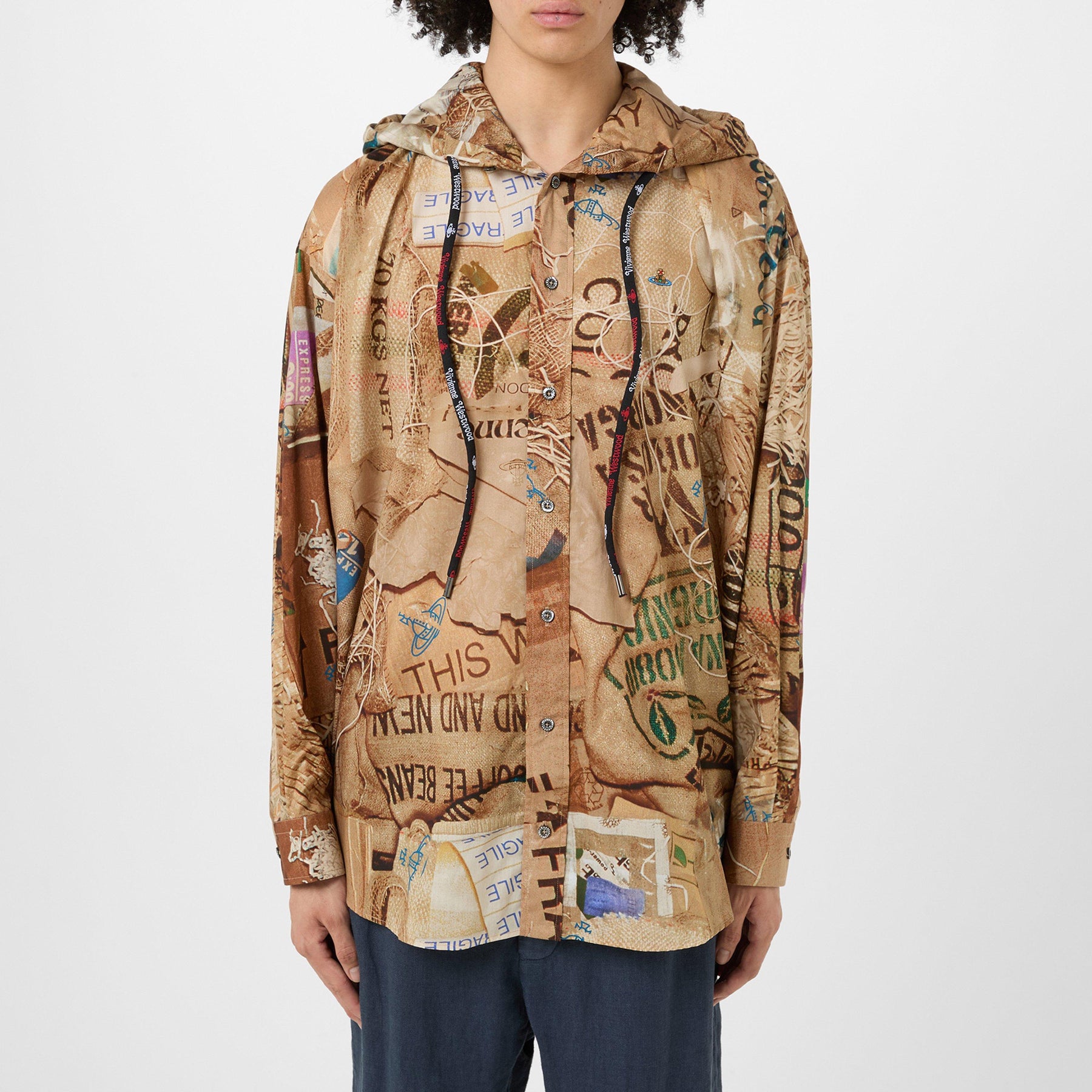 Garbage Print Hooded Shirt