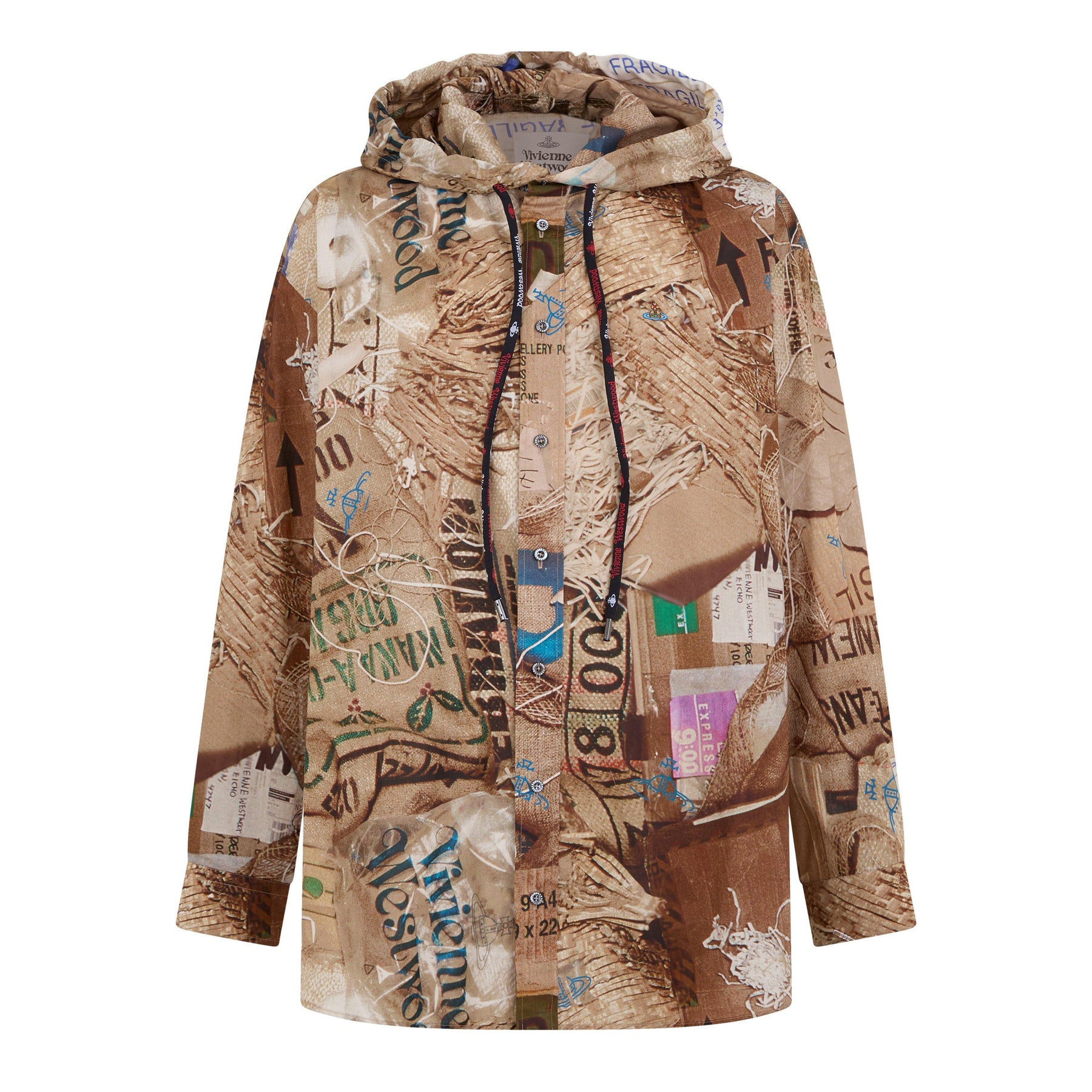 Garbage Print Hooded Shirt