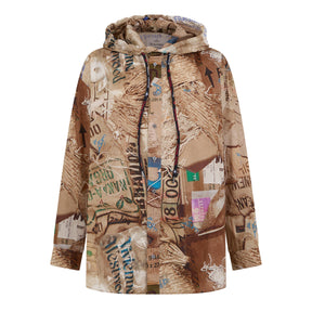 Garbage Print Hooded Shirt