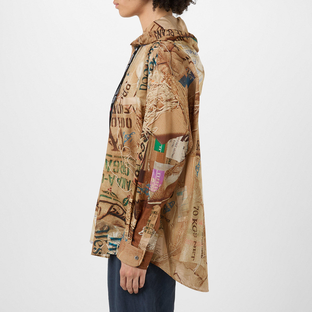 Garbage Print Hooded Shirt