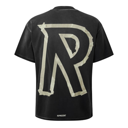 Men's Masking Tape Initial Logo Design T-Shirt