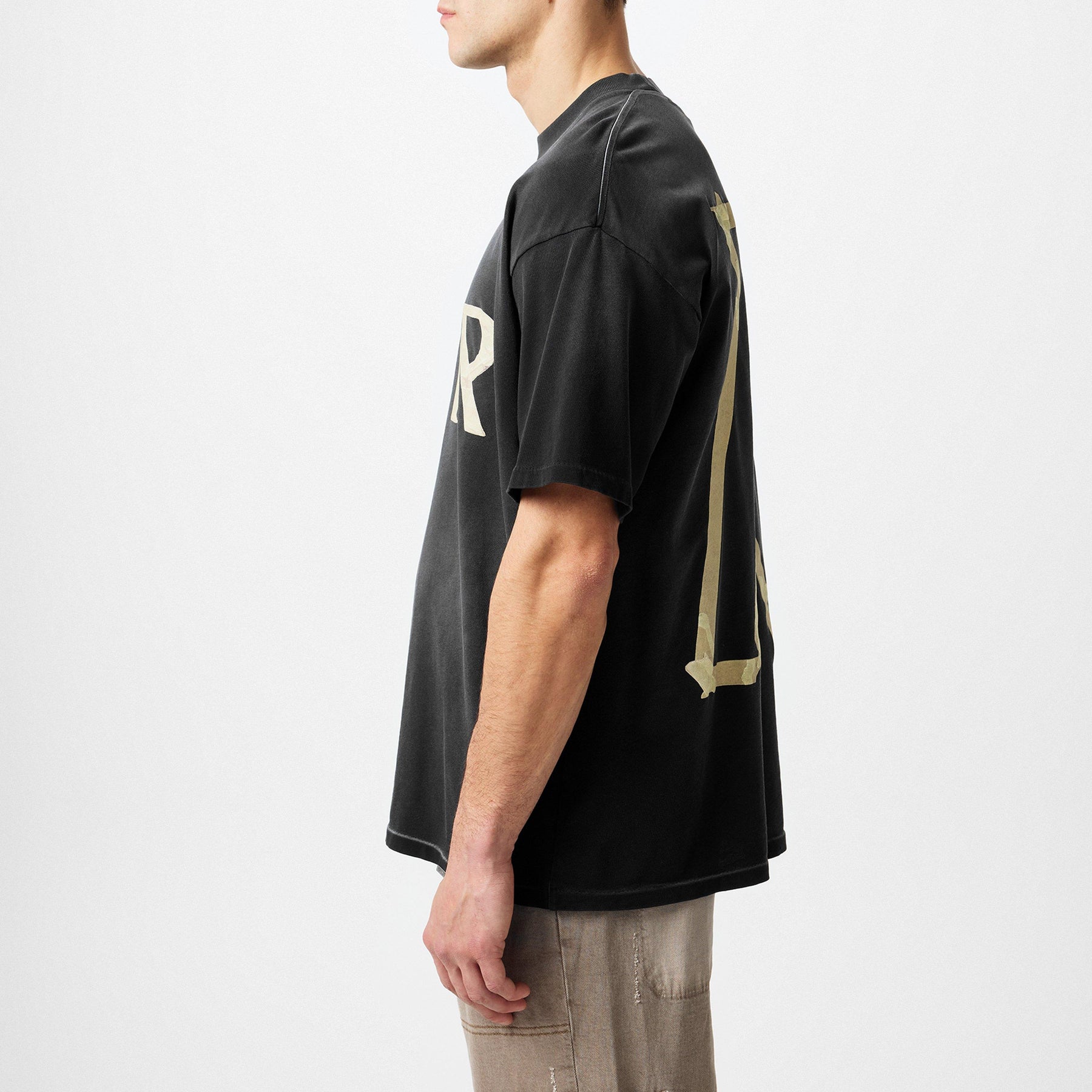 Men's Masking Tape Initial Logo Design T-Shirt