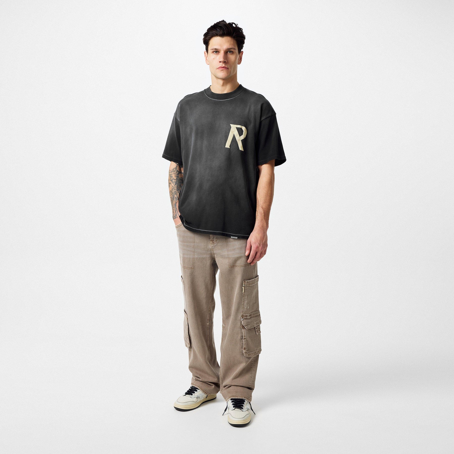 Men's Masking Tape Initial Logo Design T-Shirt