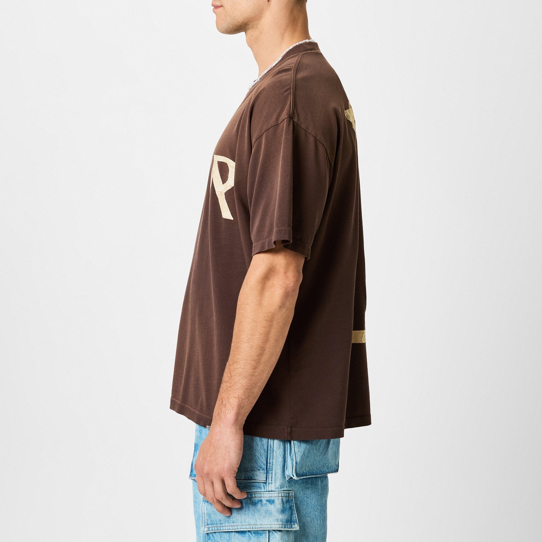 Men's Masking Tape Initial Logo Design T-Shirt