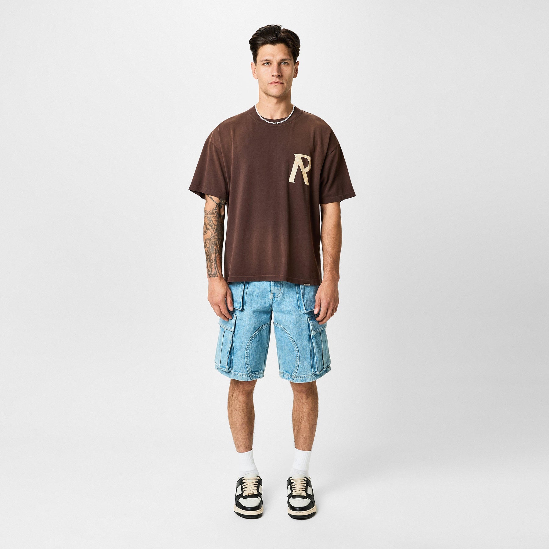 Men's Masking Tape Initial Logo Design T-Shirt