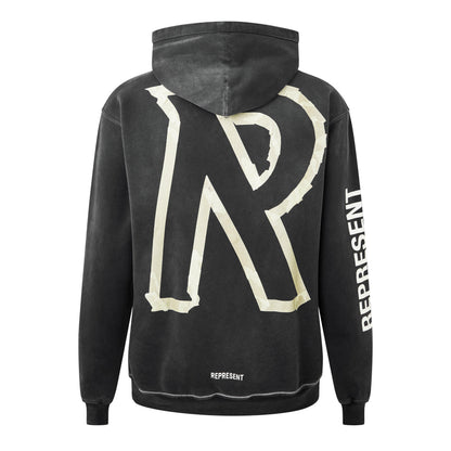 Masking Tape Initial Cotton Oversized Fit Hoodie