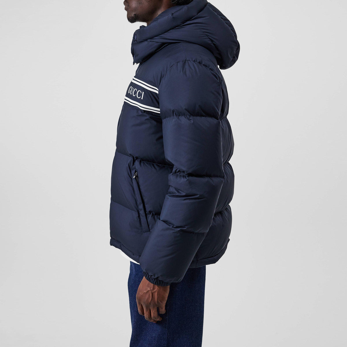 Stripe Nylon Puffer Jacket