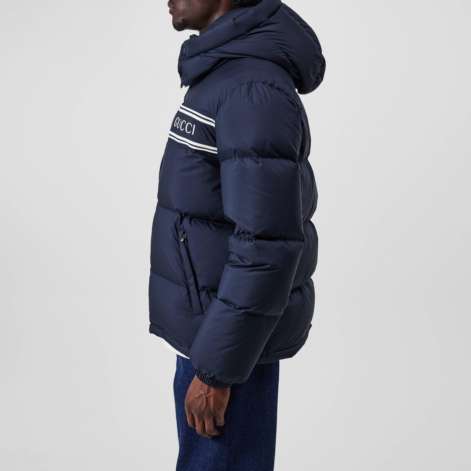 Stripe Nylon Puffer Jacket