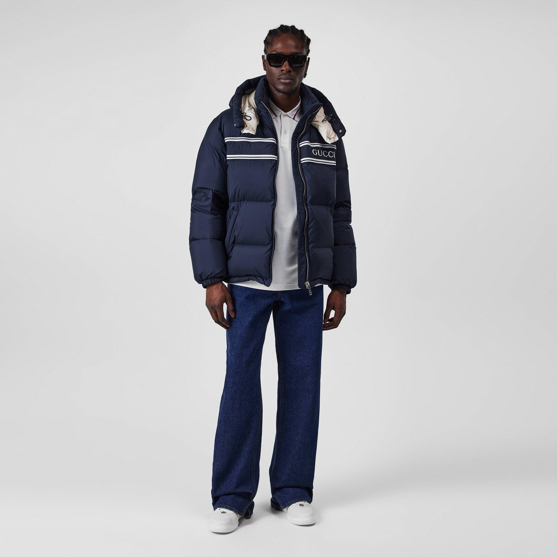 Stripe Nylon Puffer Jacket