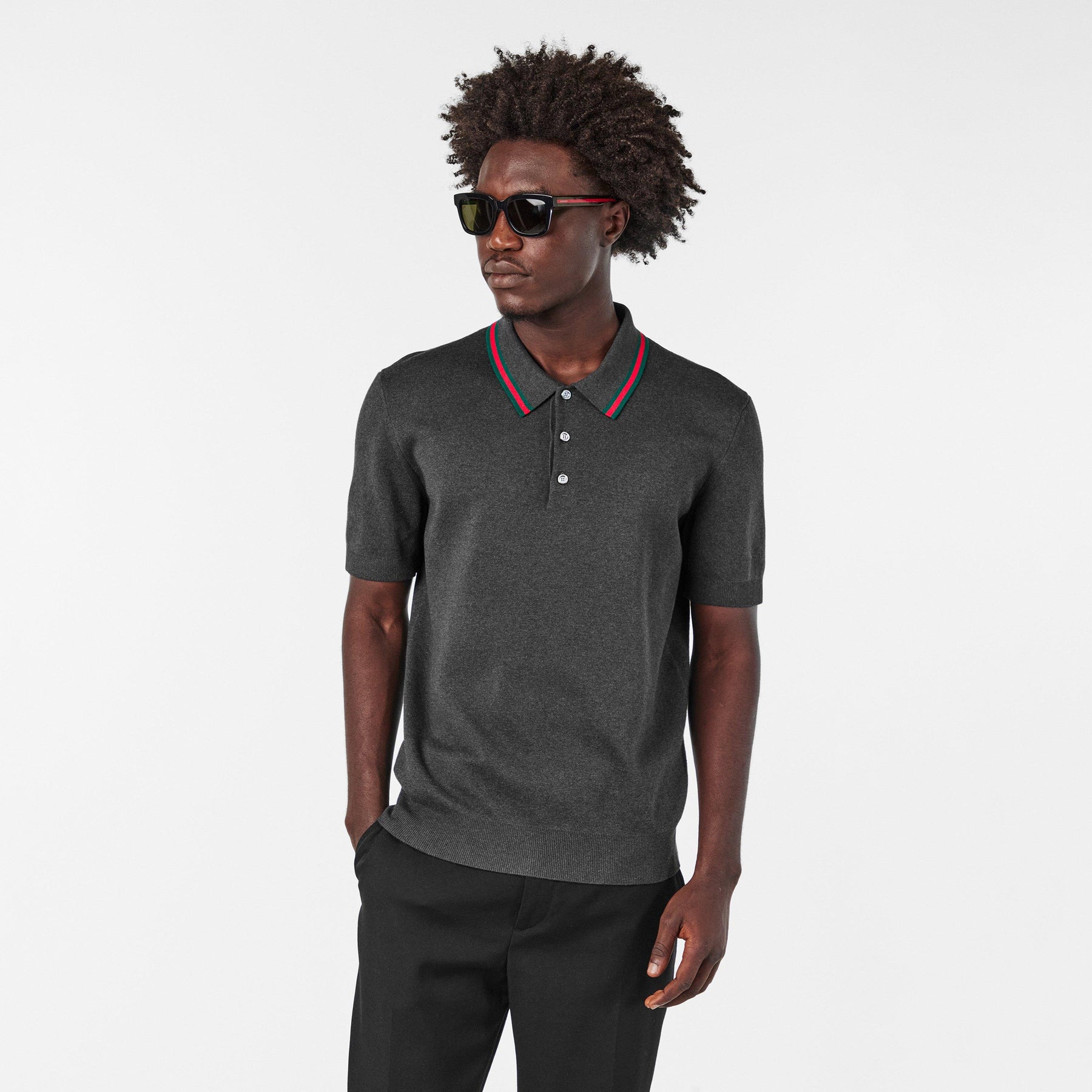 Silk Cotton Polo Shirt With Web