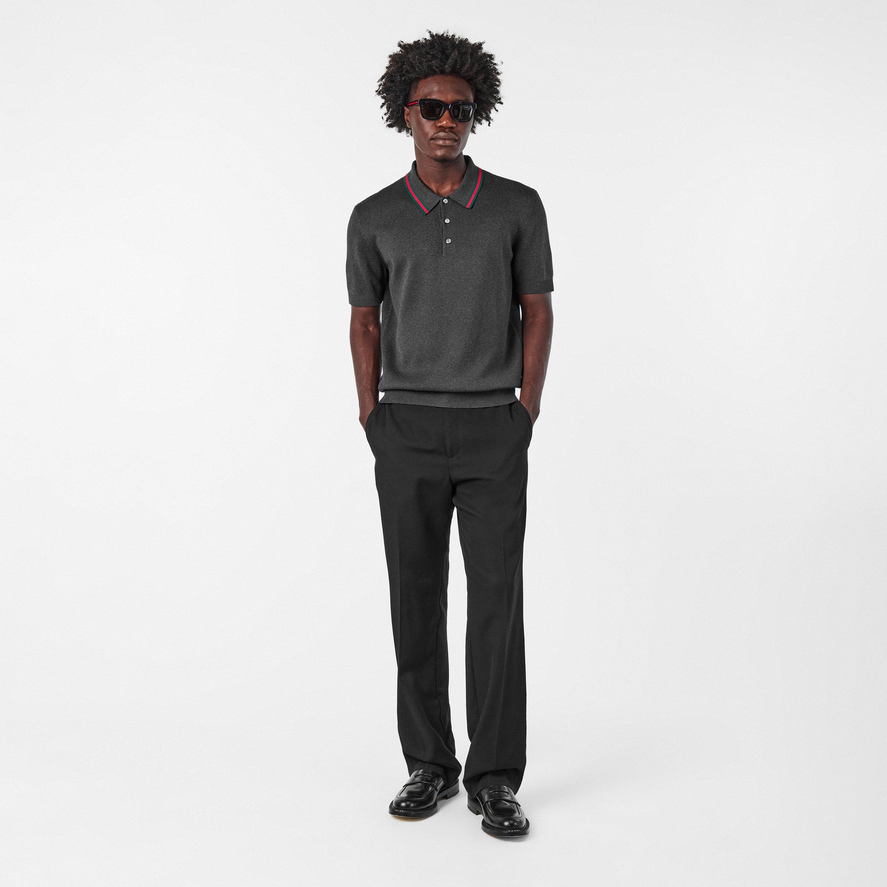 Silk Cotton Polo Shirt With Web
