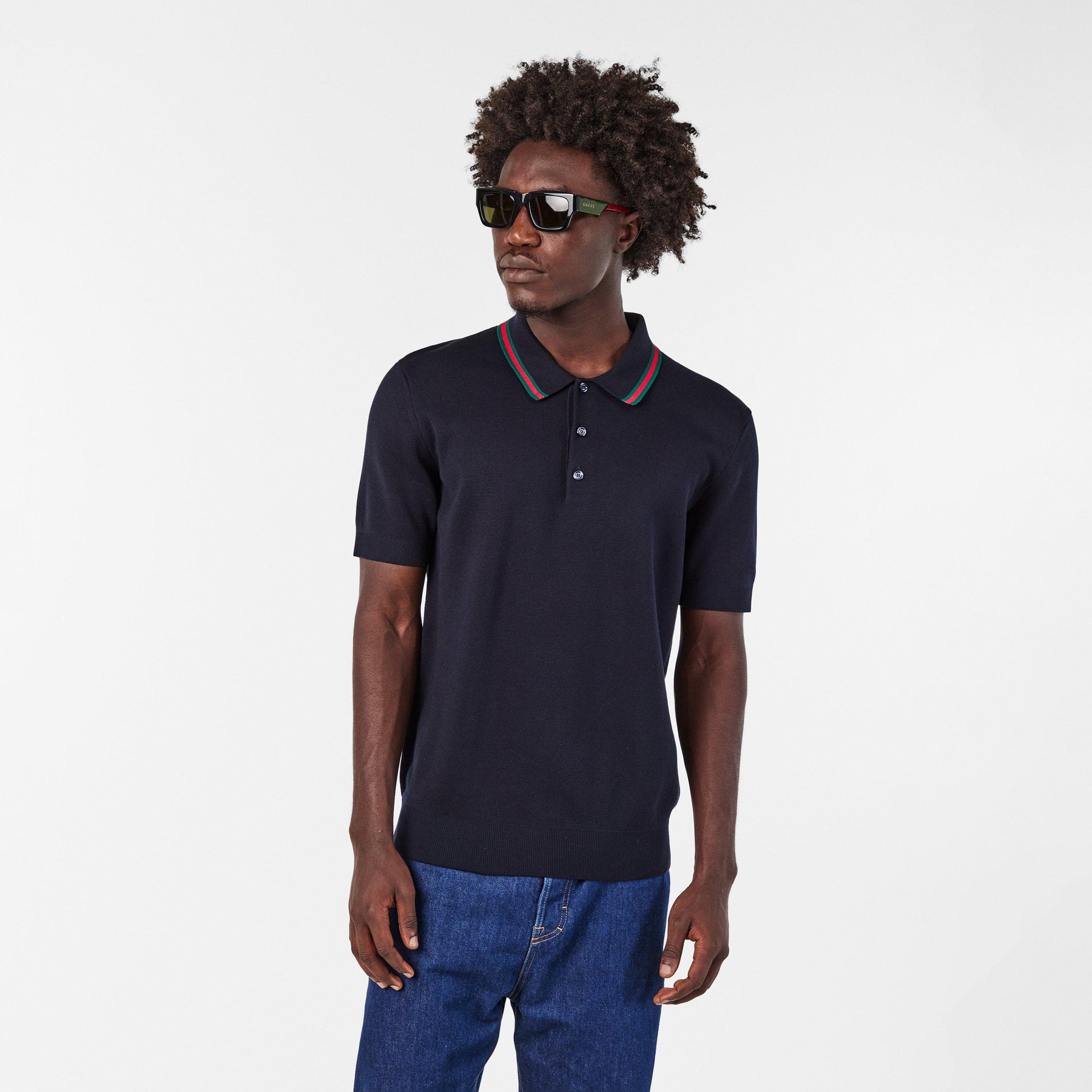 Silk Cotton Polo Shirt With Web