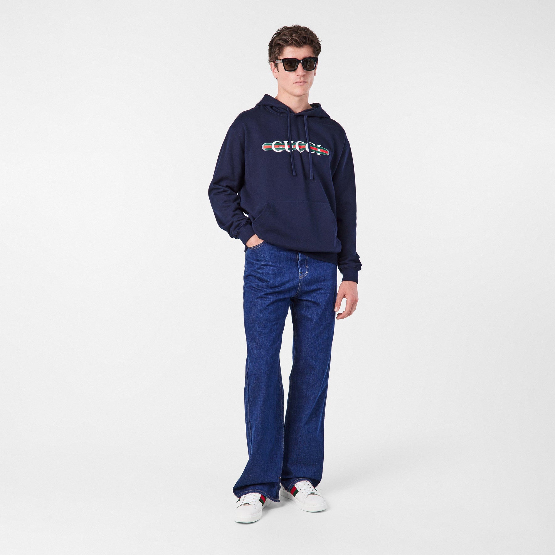 Printed Cotton Jersey Hooded Sweatshirt