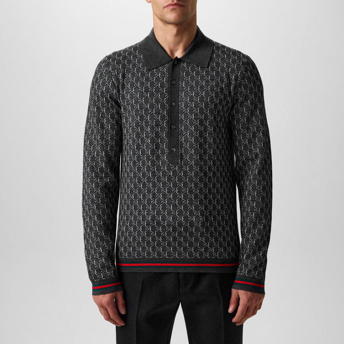Long Sleeve Knit Polo Shirt