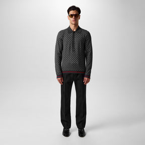 Long Sleeve Knit Polo Shirt