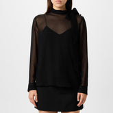 Women's Plain Silk Tie-Detailed Georgette Blouse