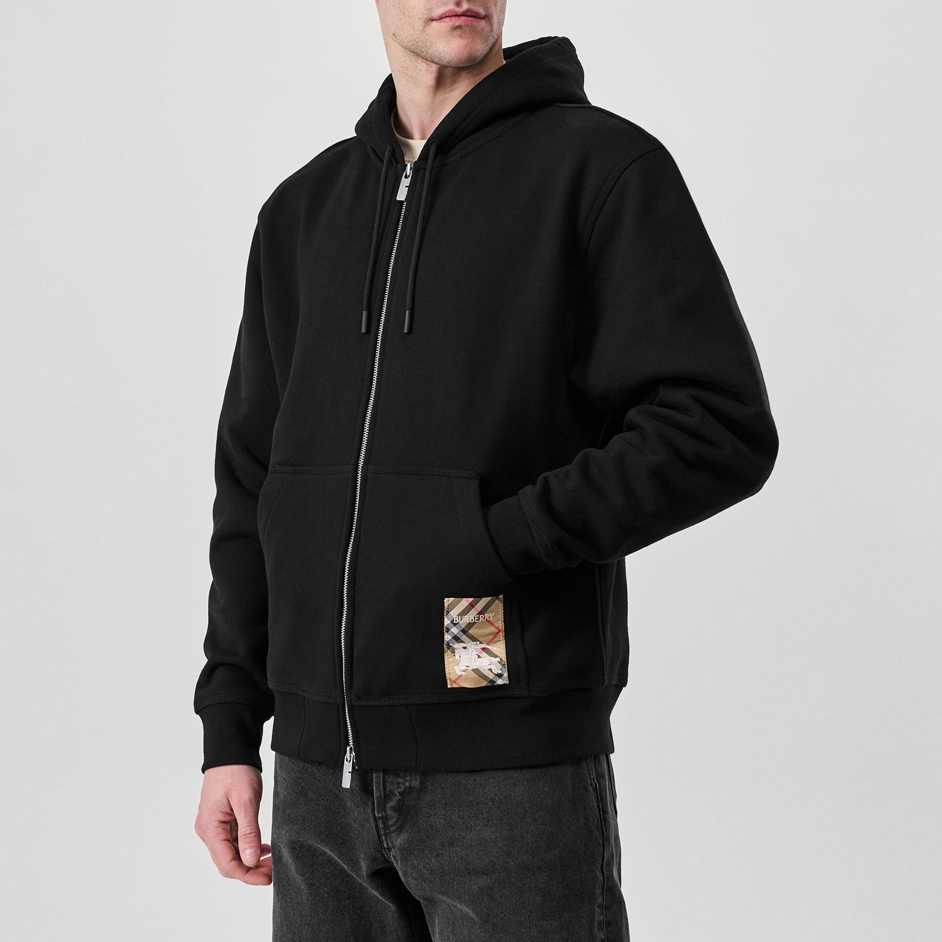 Check Label Zipped Hoodie