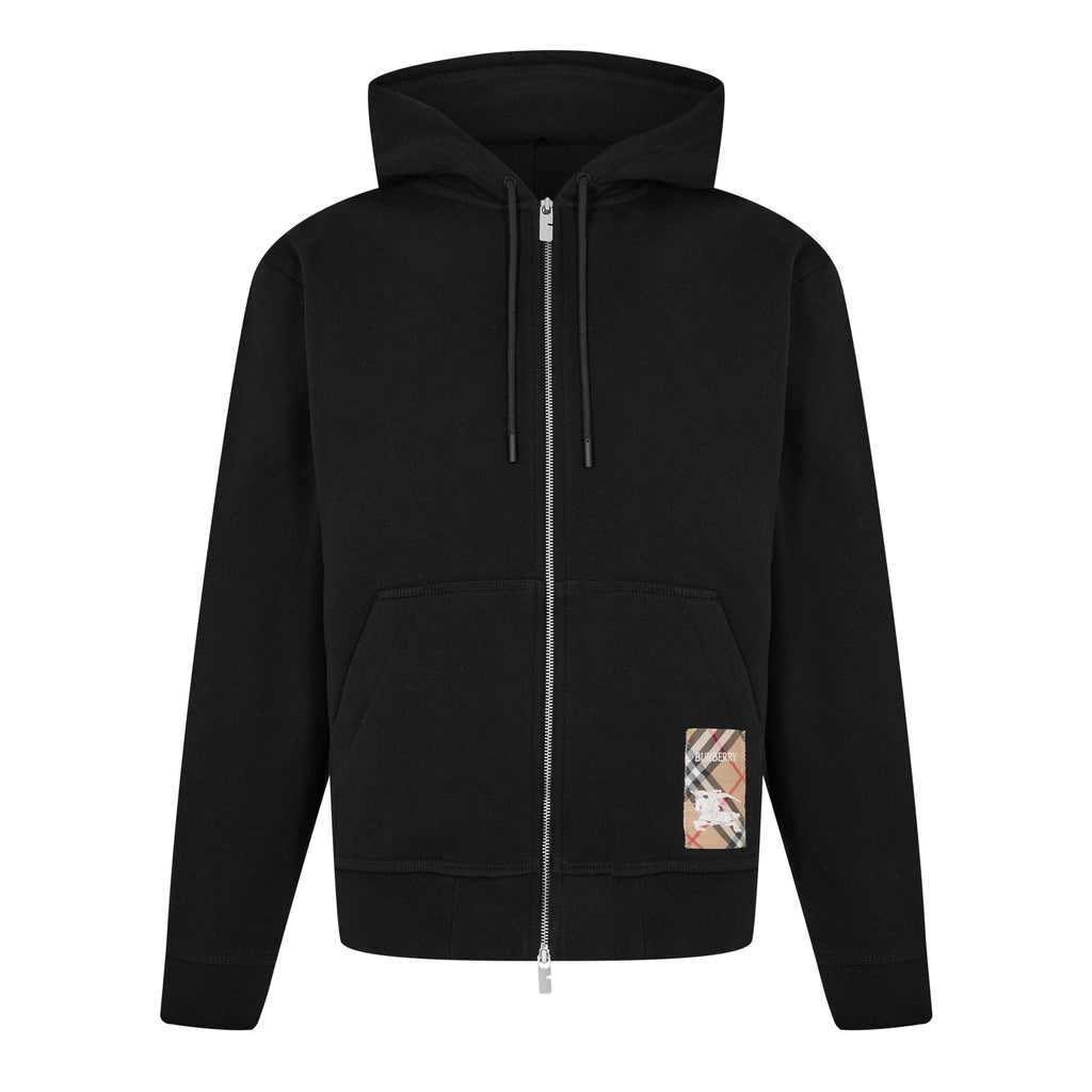 Check Label Zipped Hoodie