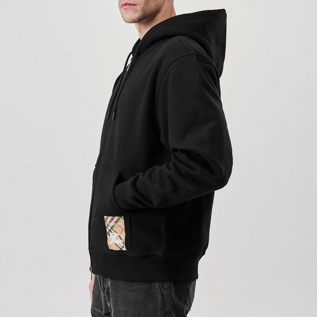 Check Label Zipped Hoodie